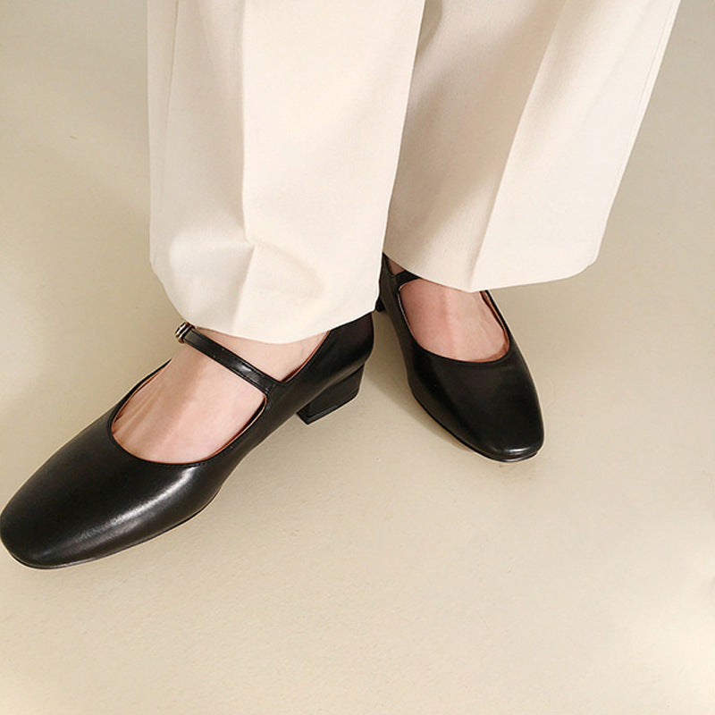 Vintage Mary Jane Shoes - Round Toe Flat Slip-On