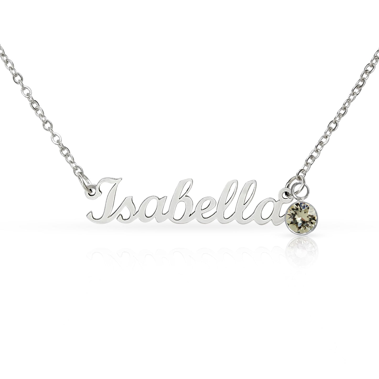Non-Message Card Custom Name Necklace with Birthstone